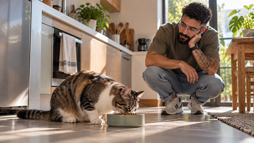 Cozy Kitchen Moment with Cat